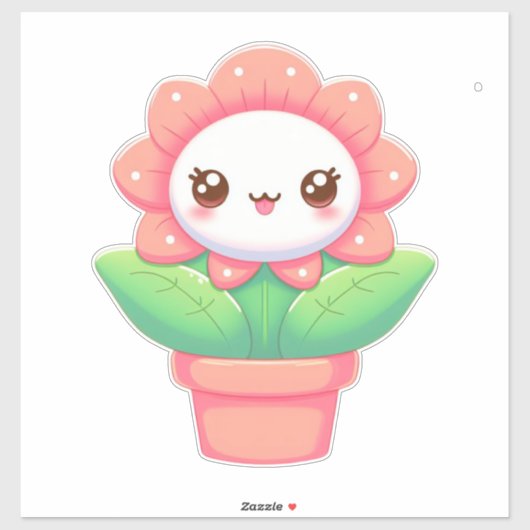 Sticker Fleur mignonne, capricieuse en pot (Feuille)
