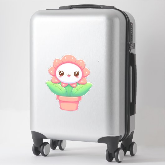 Sticker Fleur mignonne, capricieuse en pot (Sur valise)