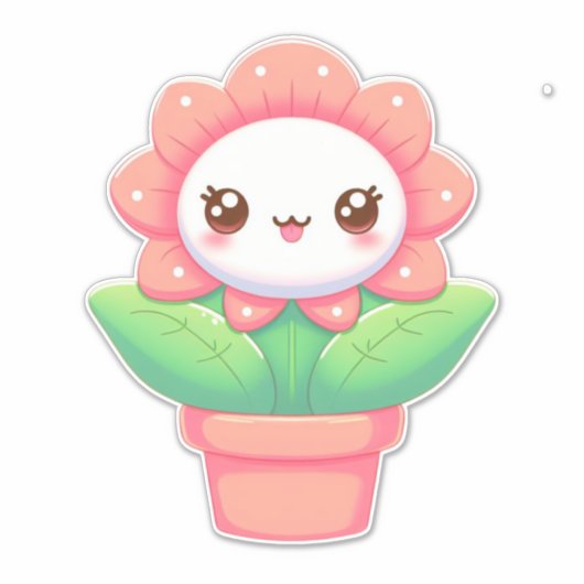 Sticker Fleur mignonne, capricieuse en pot (Devant)