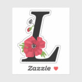 Sticker Fleur, monogramme L, lettre L, fleurs, monogra (Feuille)
