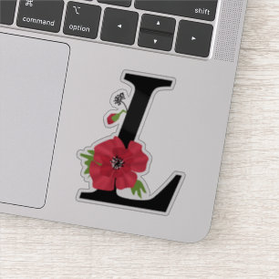 Sticker Fleur, monogramme L, lettre L, fleurs, monogra