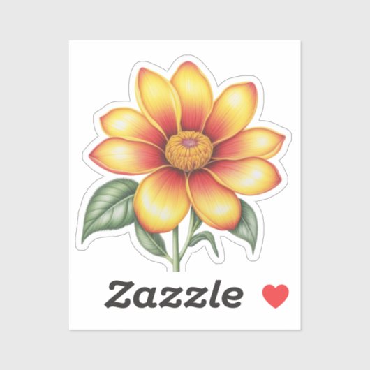 Sticker Fleur orange (Feuille)