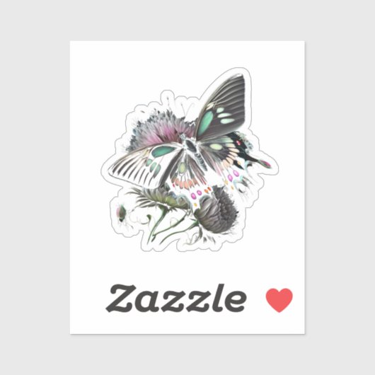 Sticker fleur-papillon (Feuille)