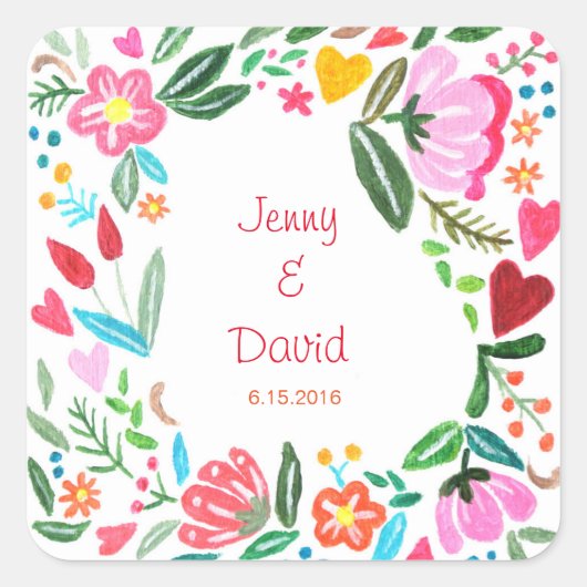 Sticker Fleur Personnalisé De Mariage Faveur (Devant)