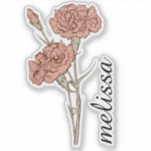 Sticker Fleur personnalisée avec nom Élégante Œillet sur m (Devant)