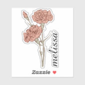 Sticker Fleur personnalisée avec nom Élégante Œillet sur m (Feuille)