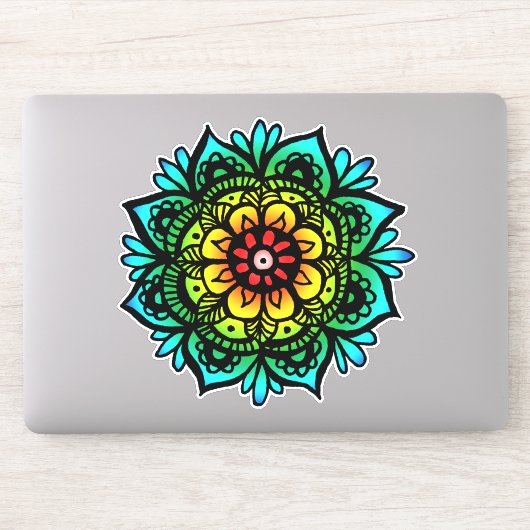 Sticker Fleur Rainbow Mandala (Ordinateur)