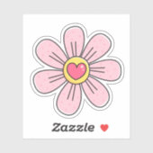Sticker Fleur rose mignonne avec coeur (Feuille)