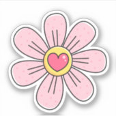 Sticker Fleur rose mignonne avec coeur (Devant)