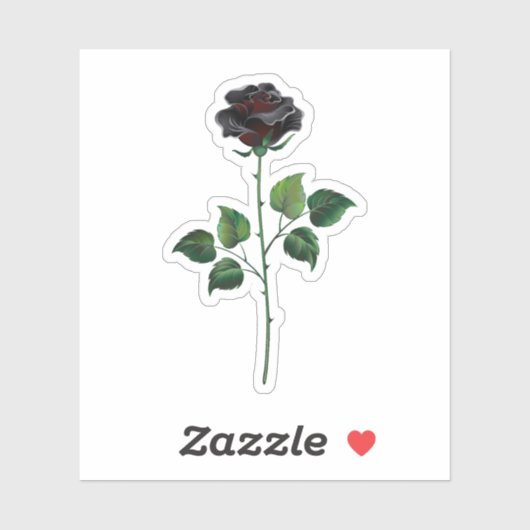 Sticker Fleur rose noire (Feuille)
