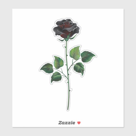 Sticker Fleur rose noire (Feuille)