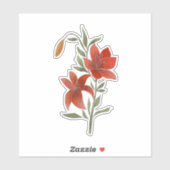Sticker Fleur rouge, Lys tigre, fleurs et feuilles (Feuille)