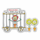 Sticker Fleur sauvage amusante dans le bâton de dessin Fle (Devant)