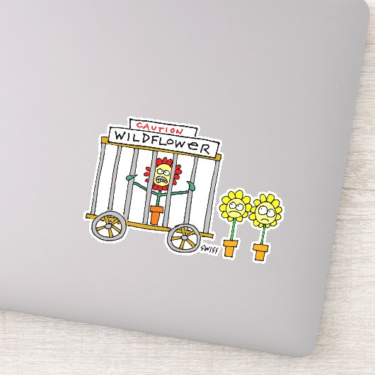 Sticker Fleur sauvage amusante dans le bâton de dessin Fle (Détail)