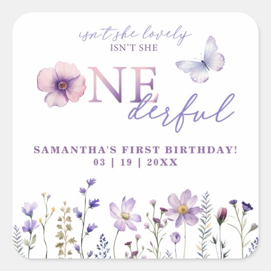 Sticker fleur sauvage Botanique ONE derful Birthda (Devant)