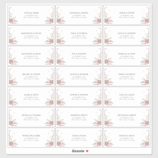 Sticker Fleur sauvage élégant tendance Floral Adresse d'hô (Feuille)