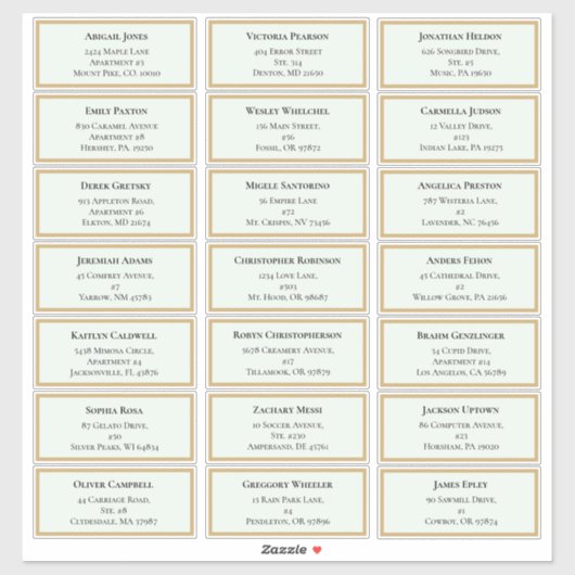 Sticker Fleur sauvage Fern Mint Green Mariage Adresse d'in (Feuille)