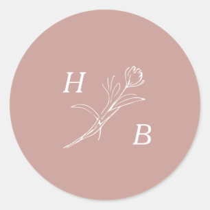 Sticker Fleur sauvage Mariage Monogram Classic Rou