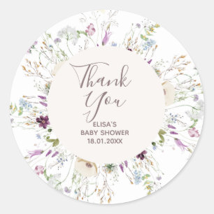 Sticker fleur sauvage Merci Baby shower