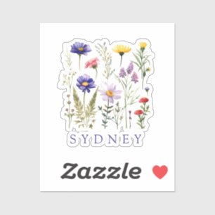 Sticker Fleur sauvage nom personnalisé