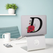 Sticker Fleur set, monogramme D, lettre D, fleurs, monogre (Ordinateur portable sur le bureau)