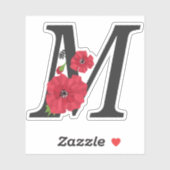 Sticker Fleur set, monogramme M, lettre M, fleurs, monogra (Feuille)