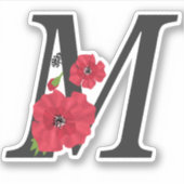 Sticker Fleur set, monogramme M, lettre M, fleurs, monogra (Devant)