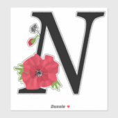 Sticker Fleur set, monogramme N, lettre N, fleurs, monogra (Feuille)