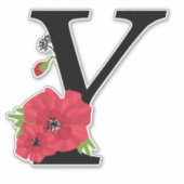 Sticker Fleur set, monogramme Y, lettre Y, fleurs, monogra (Devant)