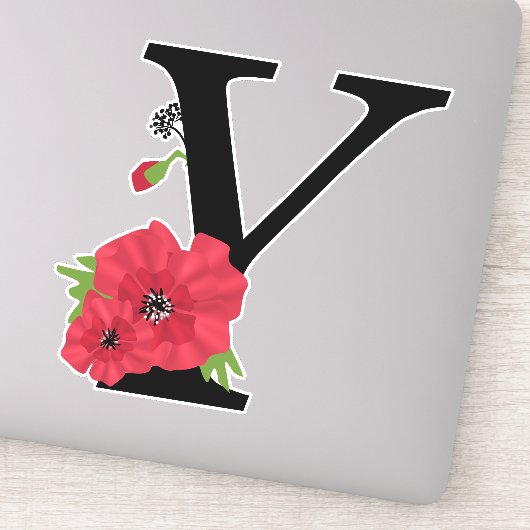 Sticker Fleur set, monogramme Y, lettre Y, fleurs, monogra (Détail)