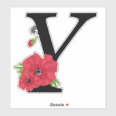 Sticker Fleur set, monogramme Y, lettre Y, fleurs, monogra (Feuille)