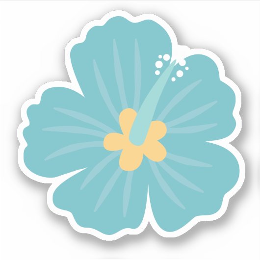 Sticker Fleur Tropicale Bleue Cute (Devant)