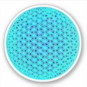 Sticker Fleur turquoise bleue de vie, géométrie effrayée (Devant)