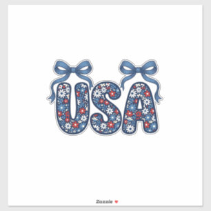 Sticker Fleur USA Nœud Patriote Conception Vectorielle_1