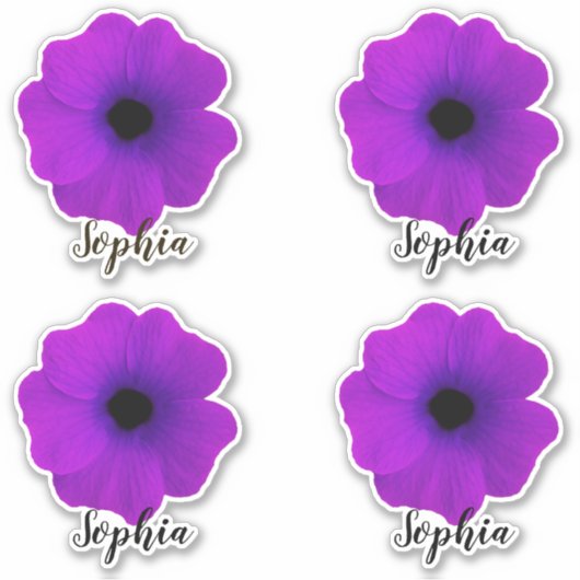 Sticker Fleur violet mou Nom du script moderne (Devant)