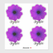 Sticker Fleur violet mou Nom du script moderne (Feuille)
