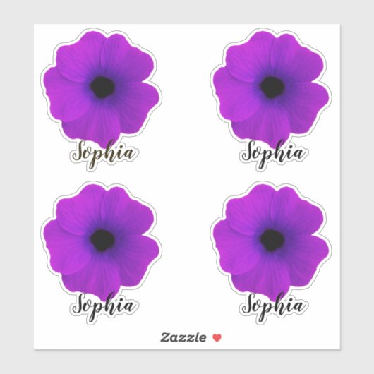 Sticker Fleur violet mou Nom du script moderne (Feuille)