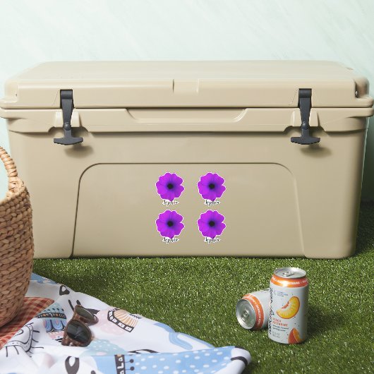 Sticker Fleur violet mou Nom du script moderne (Glacière)