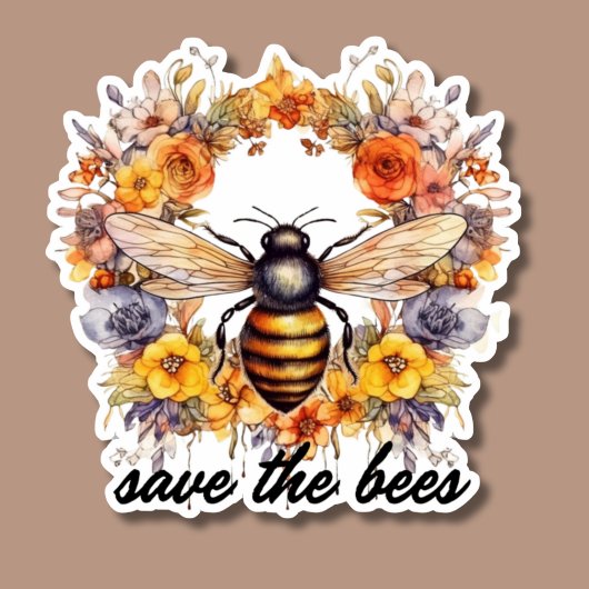 Sticker Fleur Wreath Save the Bees Waterproof