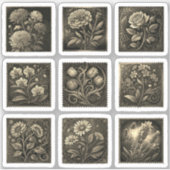 Sticker Fleurir Fleurs Timbres Postaux Dessin Or (Devant)