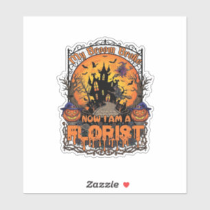 Sticker Fleuriste balai cassé sorcière Halloween citrouill