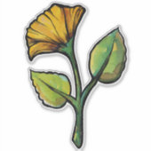 Sticker Fleuron jaune aquarelle florale (Devant)