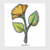 Sticker Fleuron jaune aquarelle florale (Feuille)