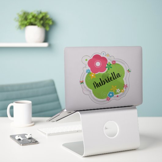 Sticker Fleurs (Ordinateur portable sur le bureau)