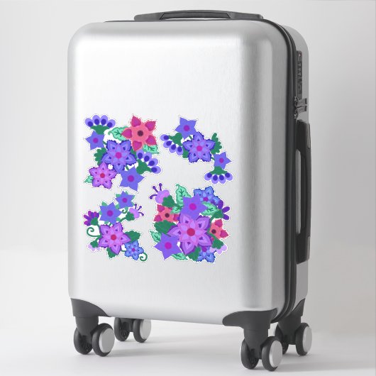 Sticker Fleurs à feutre Boho | Faux violet et rose (Sur valise)