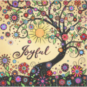 Sticker Fleurs amusantes et arbre joyeux Joyeux Whimsical (Devant)