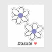 Sticker Fleurs blanches Retro Periwinkle (Feuille)