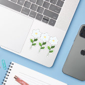 Sticker Fleurs Bleues Claires (Ordinateur portable avec iPhone)