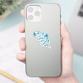 Sticker Fleurs bleues délicates avec papillon (Téléphone)