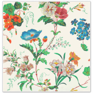 Sticker Fleurs bleues et rouges Motif vintage